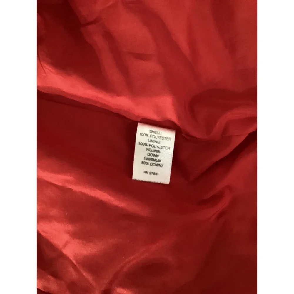 J Jill‎ Womens Red Quilted Down Puffer Vest Stand Collar Zip Front Medium